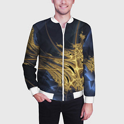 Бомбер мужской Фрактальная футуристическая композиция Абстракция, цвет: 3D-белый — фото 2