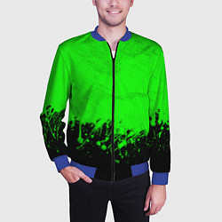 Бомбер мужской САЛАТОВЫЕ НЕОНОВЫЕ БРЫЗГИ КРАСКИ, цвет: 3D-синий — фото 2