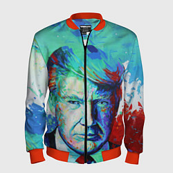Бомбер мужской Дональд Трамп арт, цвет: 3D-красный