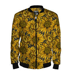 Бомбер мужской Цветы Подсолнечники, цвет: 3D-черный