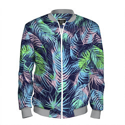 Бомбер мужской Разноцветные Листья Пальм, цвет: 3D-меланж