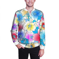 Бомбер мужской Летний цветочный паттерн Fashion trend 2025, цвет: 3D-белый — фото 2