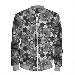 Бомбер мужской Черно-белый геометрический мозаичный узор, цвет: 3D-меланж