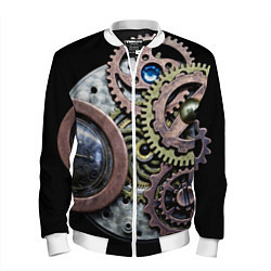 Бомбер мужской Mechanism of gears in Steampunk style, цвет: 3D-белый