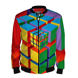Бомбер мужской Цветные кубики КУБОКУБ, цвет: 3D-черный