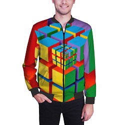 Бомбер мужской Цветные кубики КУБОКУБ, цвет: 3D-черный — фото 2