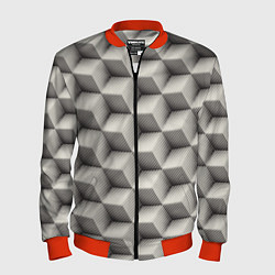 Бомбер мужской 3D Куб Оптическая иллюзия 3D Cube, цвет: 3D-красный