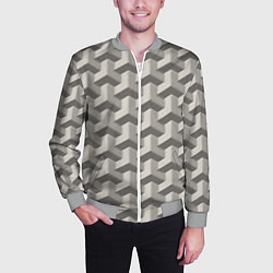 Бомбер мужской Геометрические фигуры Оптическая иллюзия, цвет: 3D-меланж — фото 2