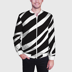Бомбер мужской Анималистичный рисунок зебра, цвет: 3D-белый — фото 2