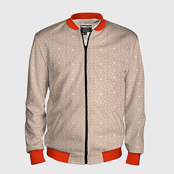 Бомбер мужской Бежевый монохромный орнамент, цвет: 3D-красный