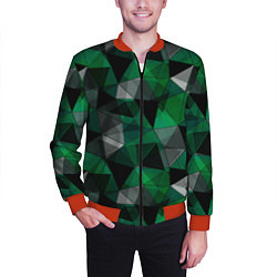 Бомбер мужской Зеленый, серый и черный геометрический, цвет: 3D-красный — фото 2