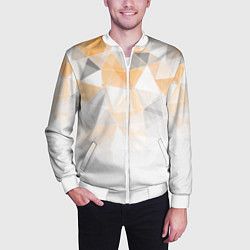 Бомбер мужской Однотонный белый и желто-серый геометрический, цвет: 3D-белый — фото 2