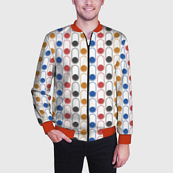 Бомбер мужской Узор из разноцветных суперэллипсов прямоугольников, цвет: 3D-красный — фото 2