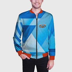 Бомбер мужской Geely - абстракция треугольники, цвет: 3D-красный — фото 2