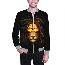 Бомбер мужской Лев в наушниках с дредами, цвет: 3D-меланж — фото 2