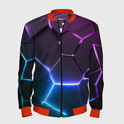 Мужской бомбер Фиолетовый градиент - неоновые геометрические плит