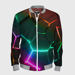 Мужской бомбер Радужный градиент неоновые геометрические плиты