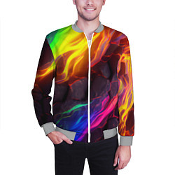 Бомбер мужской Neon rainbow lava, цвет: 3D-меланж — фото 2