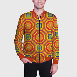 Бомбер мужской Оранжевый калейдоскоп, цвет: 3D-красный — фото 2