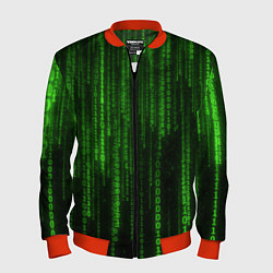 Бомбер мужской Двоичный код зеленый, цвет: 3D-красный
