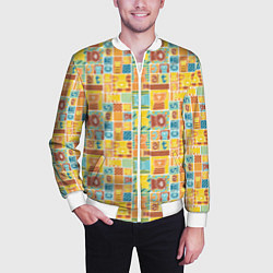 Бомбер мужской Кот попарт, цвет: 3D-белый — фото 2