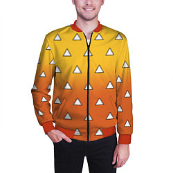 Бомбер мужской Оранжевое кимоно с треугольниками - Зеницу клинок, цвет: 3D-красный — фото 2