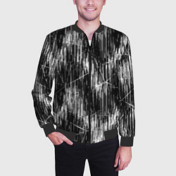 Бомбер мужской Черно-белые штрихи, зигзаг, цвет: 3D-черный — фото 2