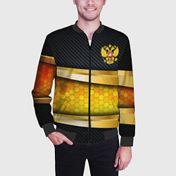 Бомбер мужской Black & gold - герб России, цвет: 3D-черный — фото 2