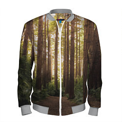 Бомбер мужской Дневной лес, деревья и свет, цвет: 3D-меланж