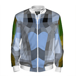 Бомбер мужской Абстракт мозаика графический узор, цвет: 3D-белый