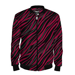 Бомбер мужской Модный полосатый красно- черный узор Зебра, цвет: 3D-черный