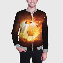 Бомбер мужской Футбольный мяч огонь, цвет: 3D-меланж — фото 2