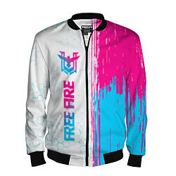 Бомбер мужской Free Fire neon gradient style: по-вертикали, цвет: 3D-черный