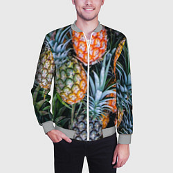 Бомбер мужской Фон из ананасов, цвет: 3D-меланж — фото 2