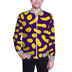 Бомбер мужской Желтые пятна на фиолетовом фоне, цвет: 3D-меланж — фото 2