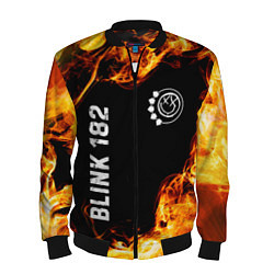 Бомбер мужской Blink 182 и пылающий огонь, цвет: 3D-черный