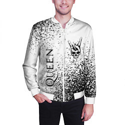 Бомбер мужской Queen и рок символ на светлом фоне, цвет: 3D-белый — фото 2