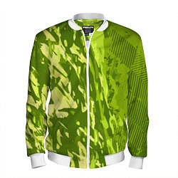 Бомбер мужской Зеленый абстрактный камуфляж, цвет: 3D-белый
