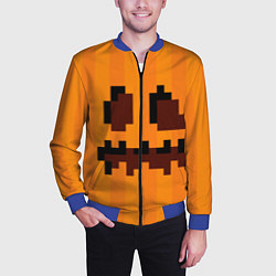 Бомбер мужской Тыква - Майнкрафт - Хеллоуин, цвет: 3D-синий — фото 2