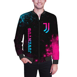 Бомбер мужской Juventus - neon gradient: надпись, символ, цвет: 3D-черный — фото 2