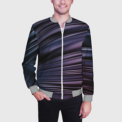 Бомбер мужской Волнообразные фиолетовые паттерны, цвет: 3D-меланж — фото 2