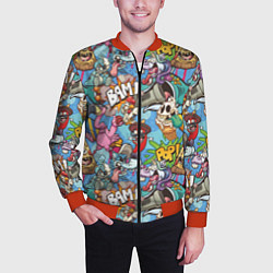 Бомбер мужской Сумасшедший поп-арт, цвет: 3D-красный — фото 2