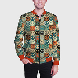 Бомбер мужской Peace symbol pattern, цвет: 3D-красный — фото 2