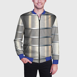 Бомбер мужской Металлические полосы - текстура алюминия, цвет: 3D-синий — фото 2