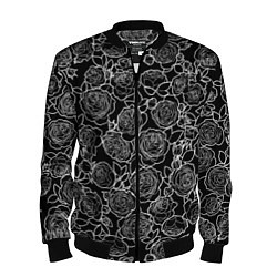 Бомбер мужской Чайная роза: Черно белыи принт, цвет: 3D-черный
