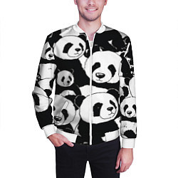Бомбер мужской С пандами паттерн, цвет: 3D-белый — фото 2