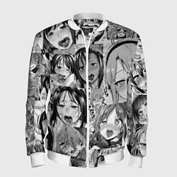 Бомбер мужской Ахегао паттерн, цвет: 3D-белый