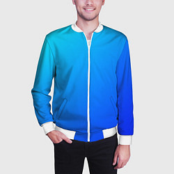 Бомбер мужской Голубо-бирюзовый градиент, цвет: 3D-белый — фото 2