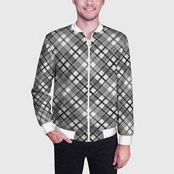 Бомбер мужской Черно белый узор в косую клетку, цвет: 3D-белый — фото 2