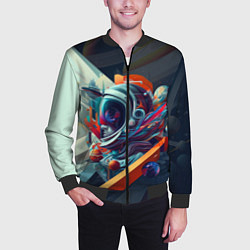 Бомбер мужской Космос в стиле кубизма, цвет: 3D-черный — фото 2